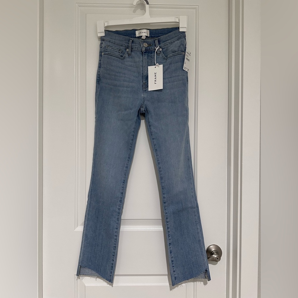 NWT FRAME Denim High Waist Step Hem Straight Leg Jeans